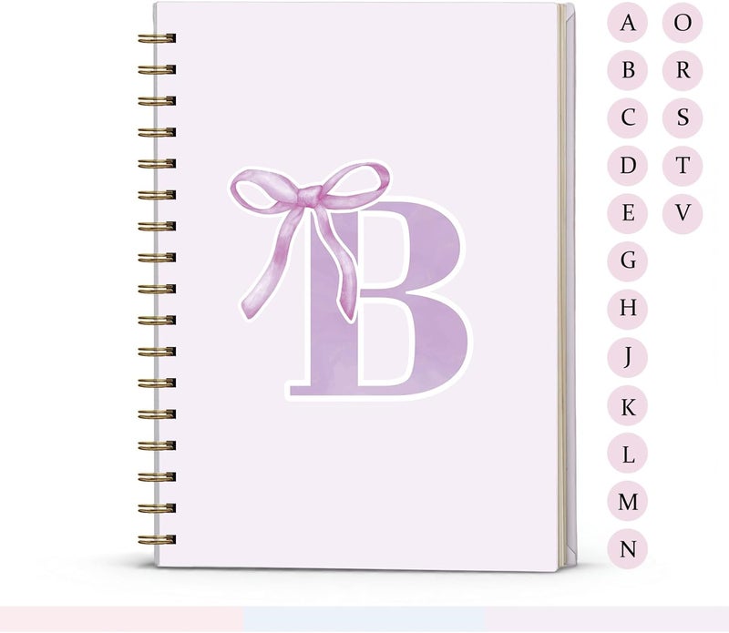 foedor Purple Bow Journal Notebook for Girls,Initial B Journals Personalized Diary Gifts for Teen Girl Kids,Monogrammed Gifts for Women,Trendy Coquette Cute Hardcover Spiral Notebook 5.5 x 8.3 - Image 1